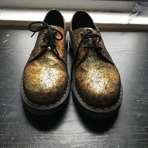Dr Martens 1461 Gold Iridescent Crackle Oxfords